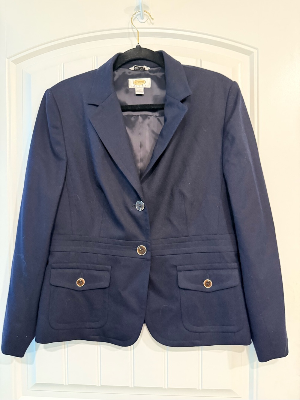 Talbots Petites Navy Wool Blend Blazer Jacket - Classic Tailored Coat 12P